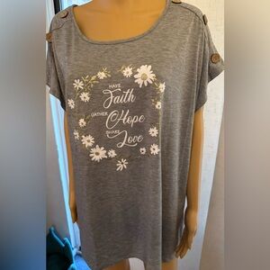 Modern Attraction “Have Faith, Gather Hope, Share Love” Gray Tee. Sz. 3X